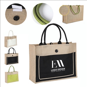 Jute Fabric Reusable Eco-Friendly Tote Bag With PVC Lining
